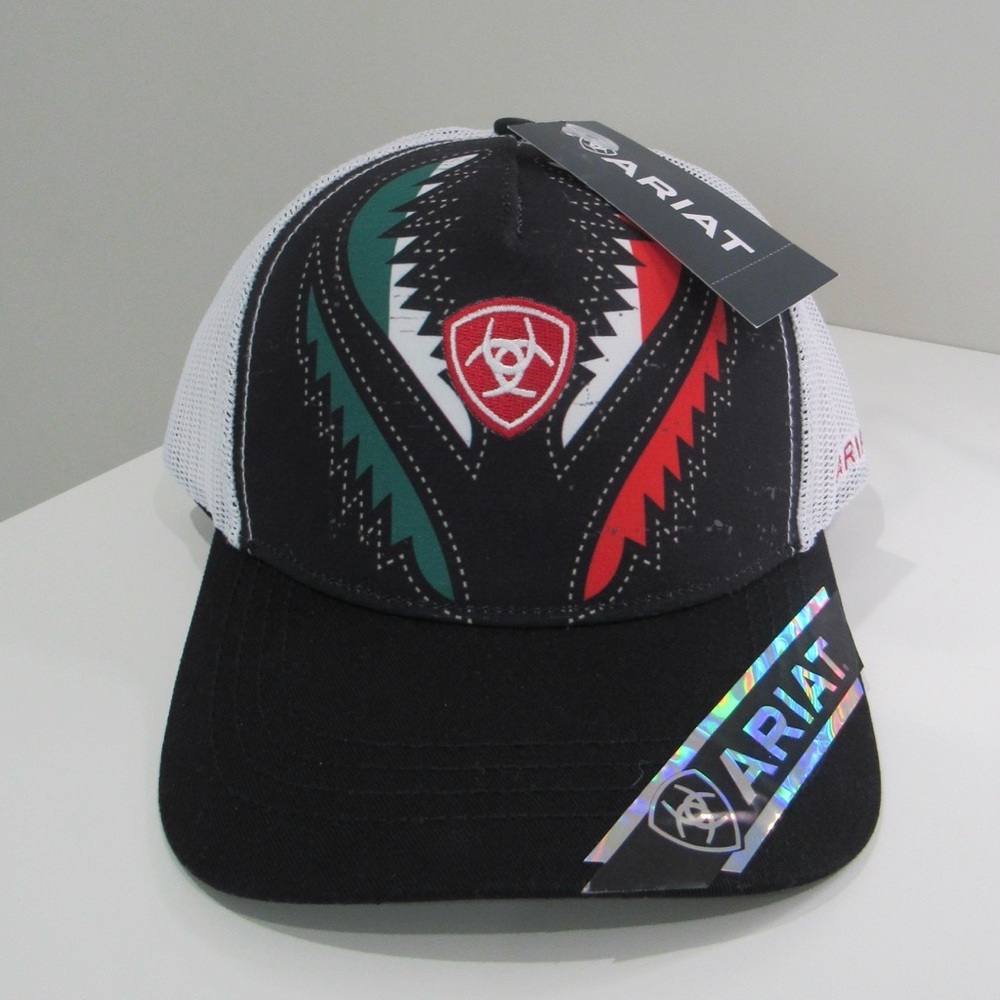 SOLD Ariat Black and White Trucker Hat